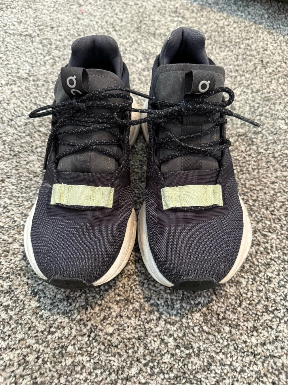 On Running Cloudtec Black Athletic Sneakers with Cream Accents